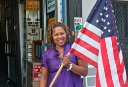 Violet with our flag